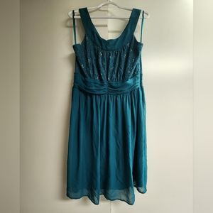 Dark Green Jonathan Martin Dress, size 14, semi halter dress